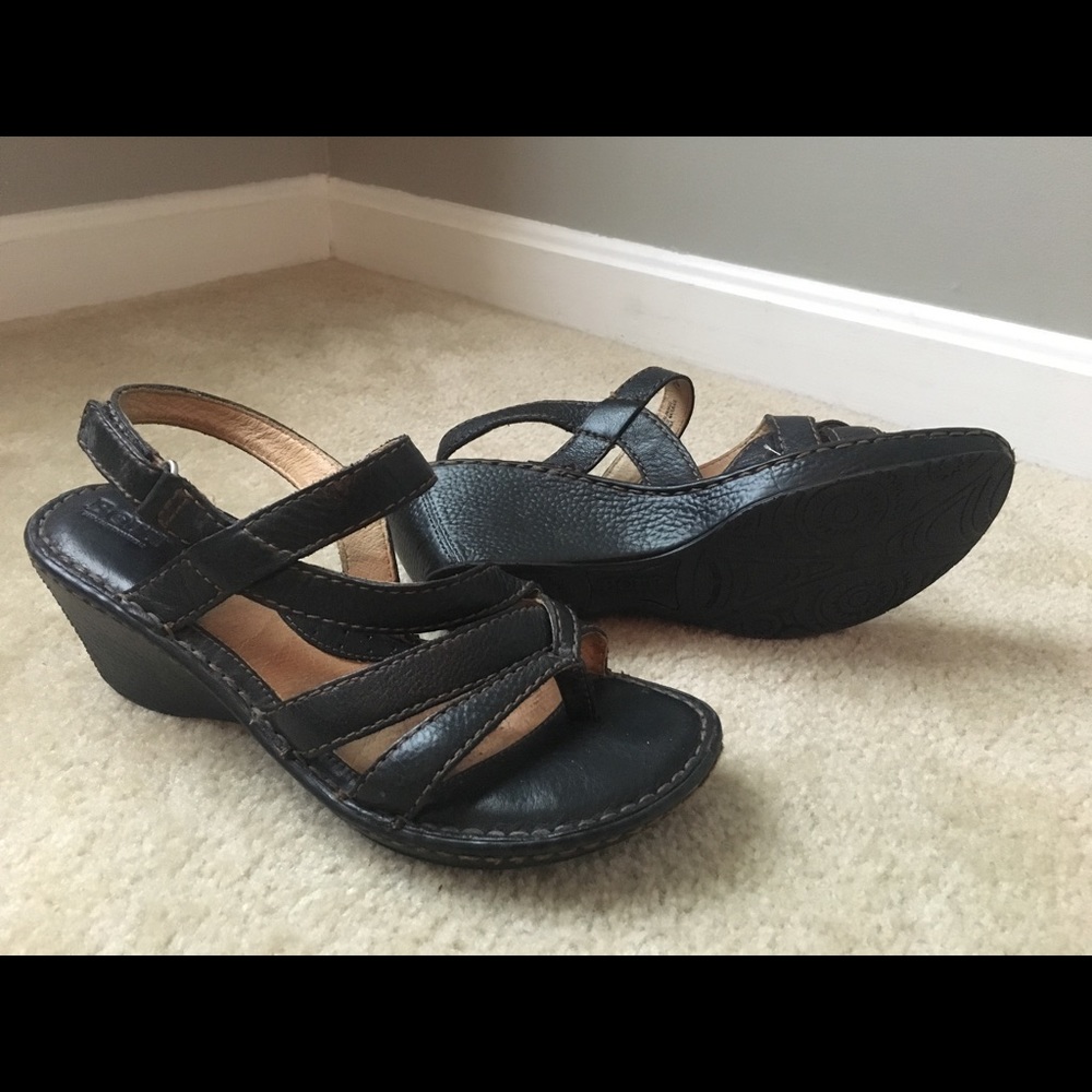 Born black wedge thong sandals